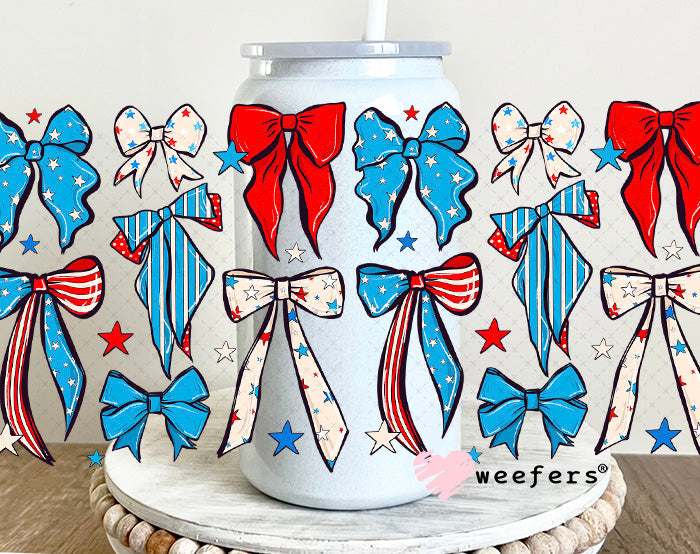 UV DTF Cup Wrap – Patriotic Bows 16oz Glass Can Generic Weefers