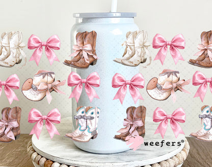 UV DTF Cup Wrap – Boots and Bows 16oz Glass Can Generic Weefers