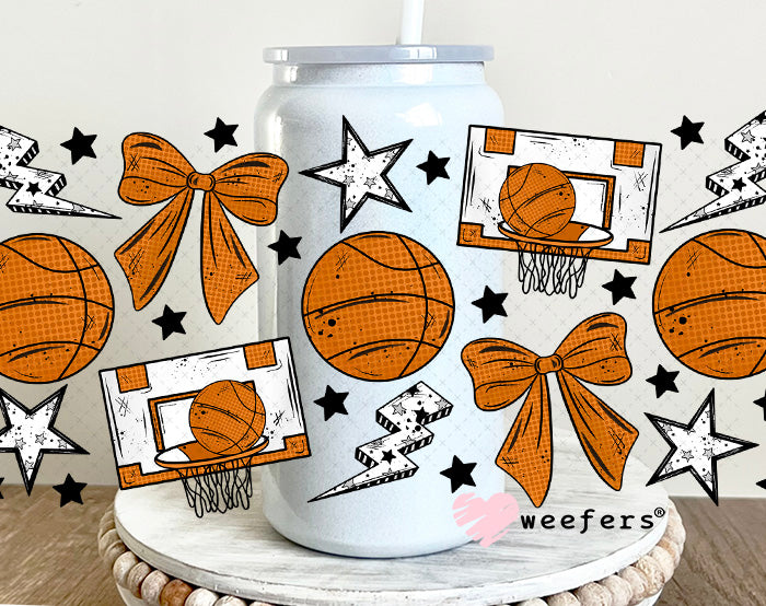 UV DTF Cup Wrap – Basketball and Bows 16oz Glass Can Generic Weefers