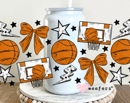 UV DTF Cup Wrap – Basketball and Bows 16oz Glass Can Generic Weefers