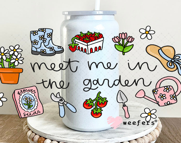 UV DTF Cup Wrap – Meet Me in The Garden 16oz Glass Can Generic Weefers