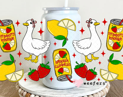 UV DTF Cup Wrap – Strawberry Lemonade Ducks 16oz Glass Can Generic Weefers