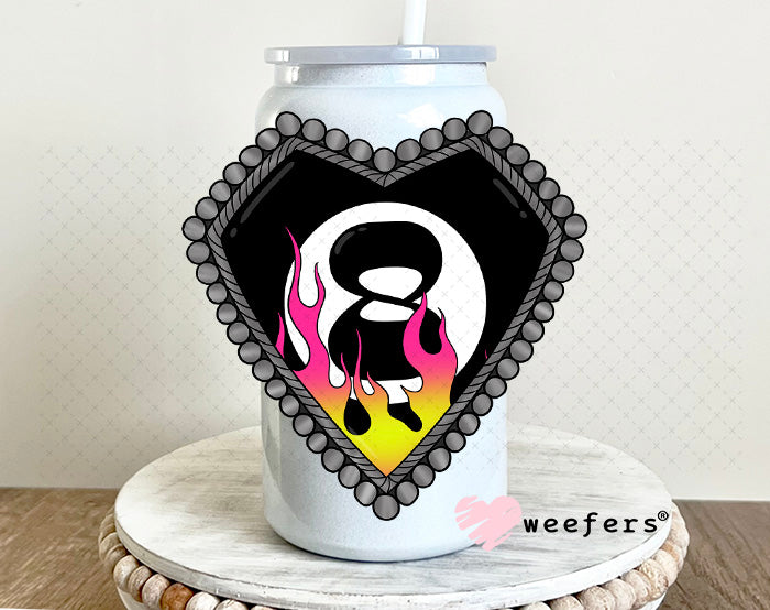 UV DTF Decal - Western Heart Eightball 16oz Glass Can Generic Weefers