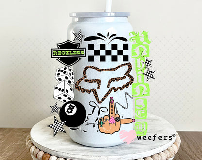 UV DTF Decal - Reckless Unhinged 16oz Glass Can Generic Weefers