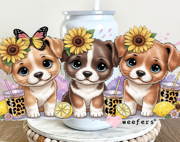UV DTF Cup Wrap – Puppy Dog Friends 16oz Glass Can Generic Weefers