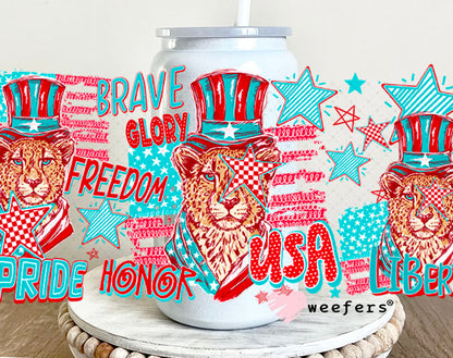 UV DTF Cup Wrap – Freedom USA 16oz Glass Can Generic Weefers