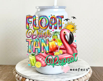 UV DTF Decal - Float Drink Tan Repeat 16oz Glass Can Generic Weefers