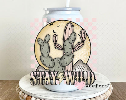 UV DTF Decal - Stay Wild Cactus 16oz Glass Can Generic Weefers