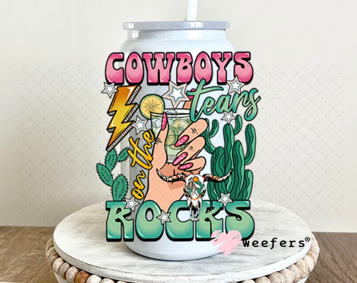 UV DTF Decal -Cowboy Tears 16oz Glass Can Generic Weefers