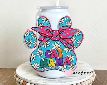 UV DTF Decal -Cat Mama Paw 16oz Glass Can Generic Weefers