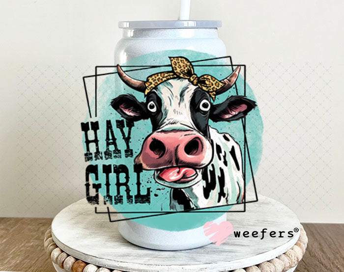 UV DTF Decal - Hay Girl 16oz Glass Can Generic Weefers