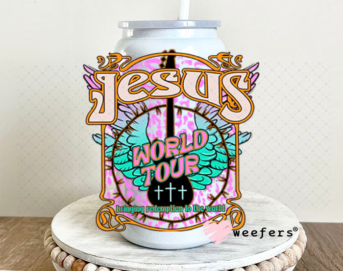 UV DTF Decal - Jesus World Tour 16oz Glass Can Generic Weefers