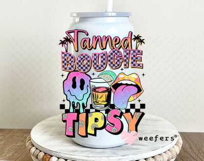 UV DTF Decal - Tanned Bougie Tipsy 16oz Glass Can Generic Weefers