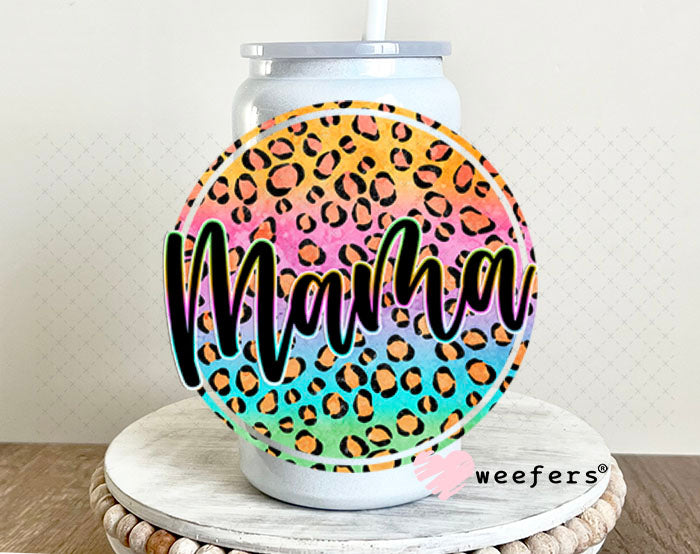 UV DTF Decal - Mama Cheetah Ombre 16oz Glass Can Generic Weefers