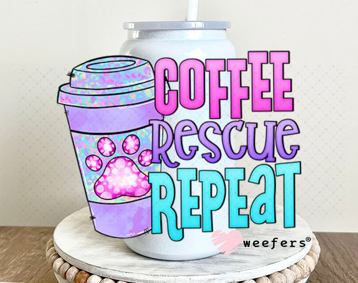 UV DTF Decal - Coffee Rescue Repeat 16oz Glass Can Generic Weefers