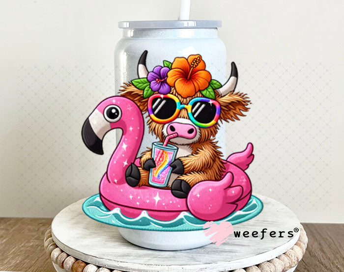 UV DTF Decal - Floating Highlander Cow 16oz Glass Can Generic Weefers
