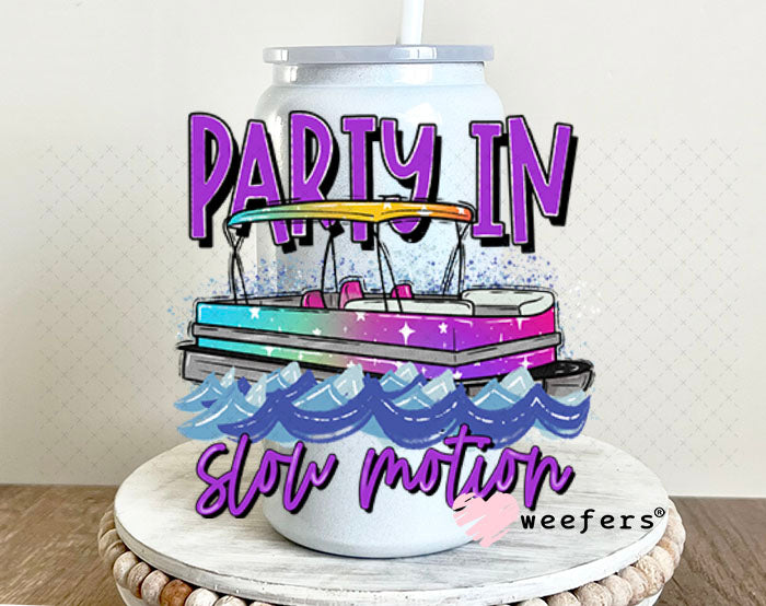 UV DTF Decal - Party in Slow Motion 16oz Glass Can Generic Weefers