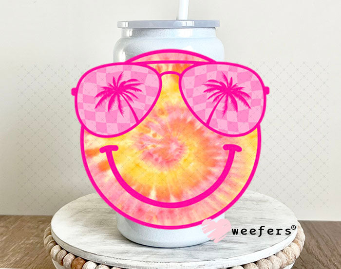 UV DTF Decal - Summer Smile Face 16oz Glass Can Generic Weefers