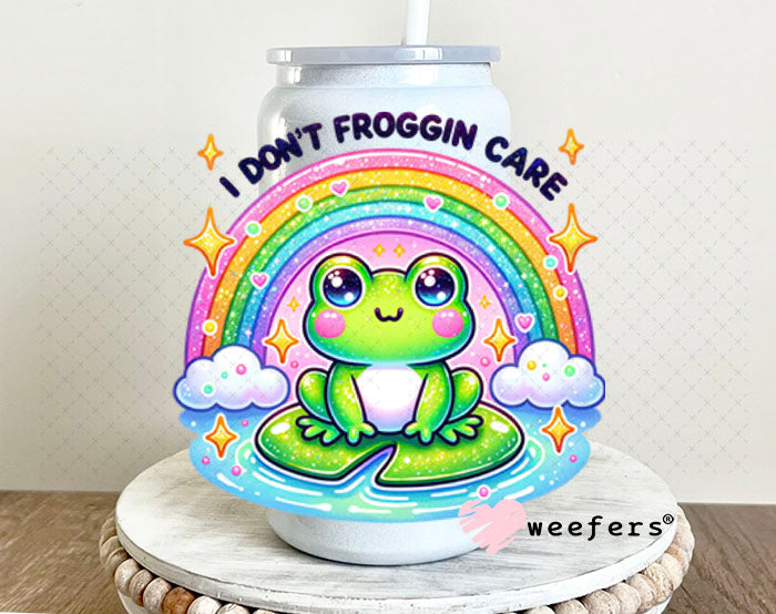 UV DTF Decal - I Don't Froggin' Care 16oz Glass Can Generic Weefers