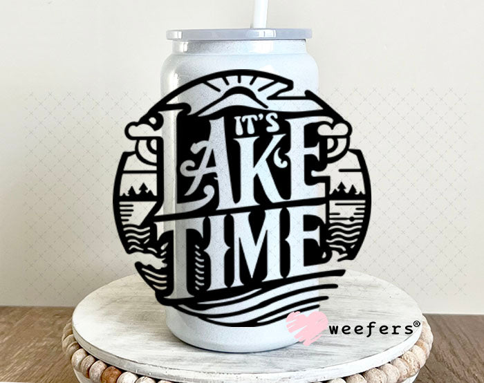 UV DTF Decal - Lake Time Black 16oz Glass Can Generic Weefers