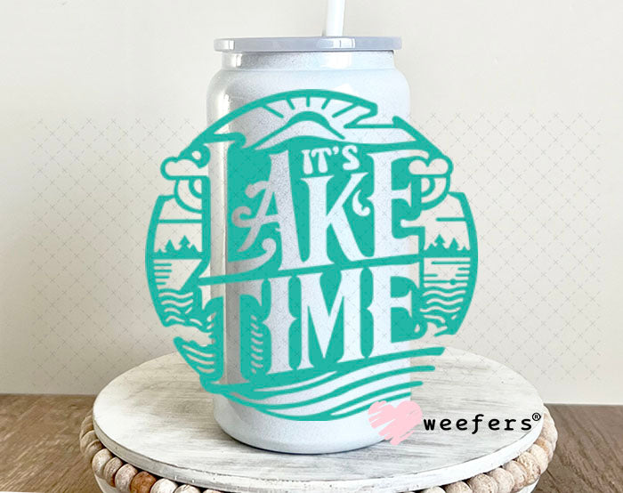 UV DTF Decal - Lake Time seafoam 16oz Glass Can Generic Weefers