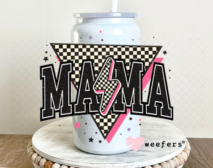 UV DTF Decal - Mama Black Lightening Bolt 16oz Glass Can Generic Weefers