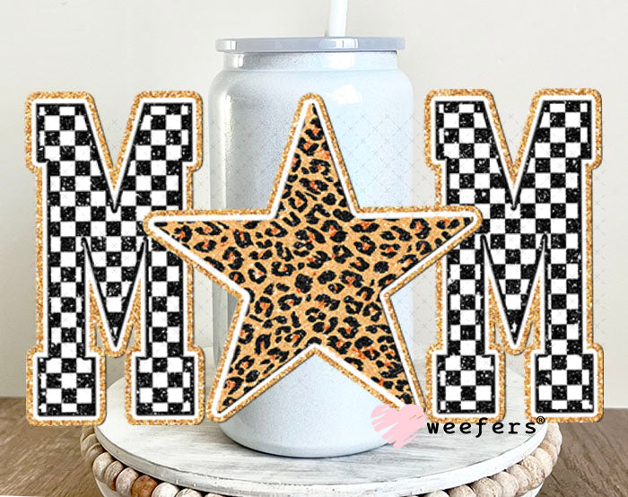 UV DTF Decal - Mom Leopard Star 16oz Glass Can Generic Weefers