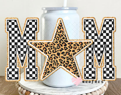 UV DTF Decal - Mom Leopard Star 16oz Glass Can Generic Weefers