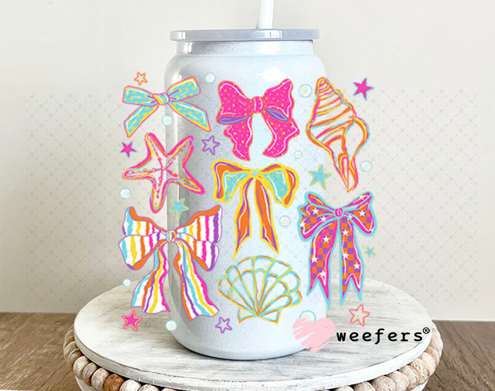 UV DTF Decal - Seashell Bows 16oz Glass Can Generic Weefers