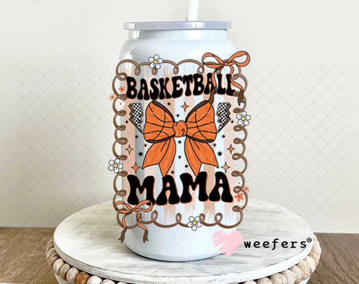 UV DTF Decal - Basketball Mama Bows 16oz Glass Can Generic Weefers