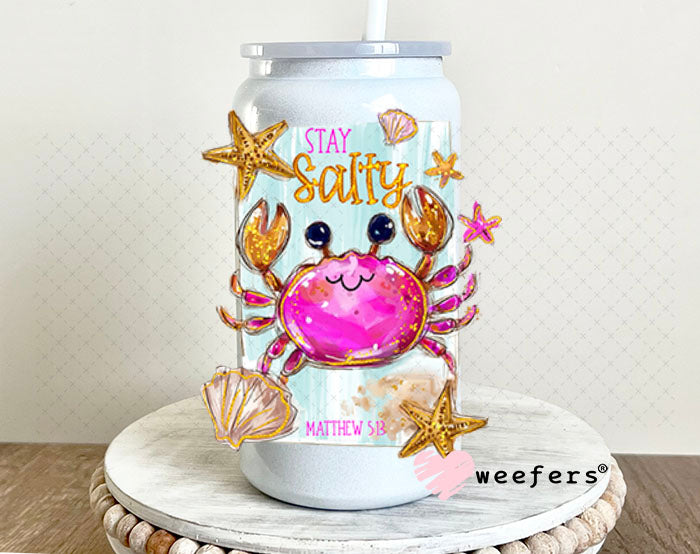 UV DTF Decal - Stay Salty Crab 16oz Glass Can Generic Weefers