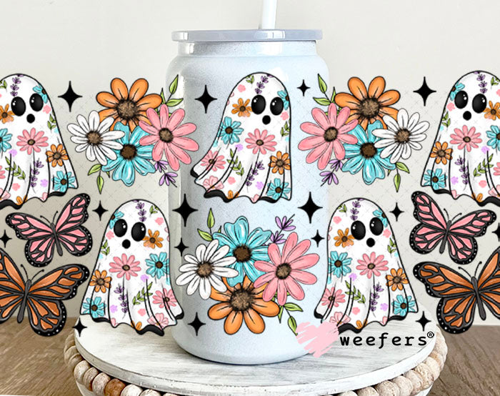 UV DTF Cup Wrap – Spring Ghosts 16oz Glass Can Generic Weefers