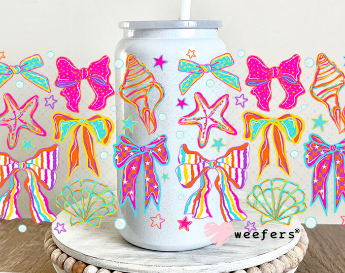 UV DTF Cup Wrap – Seashell Bows 16oz Glass Can Generic Weefers