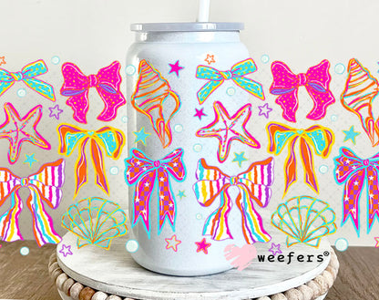 UV DTF Cup Wrap – Seashell Bows 16oz Glass Can Generic Weefers
