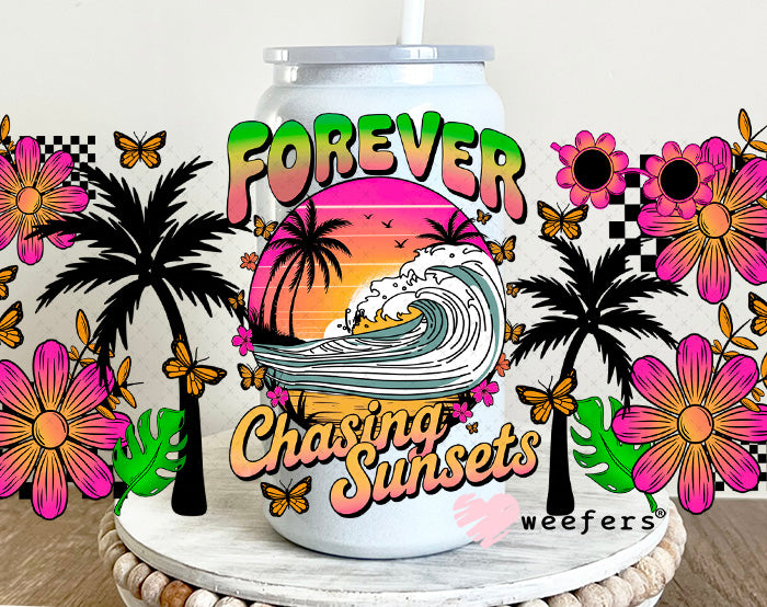 UV DTF Cup Wrap – Forever Chasing Sunsets 16oz Glass Can Generic Weefers