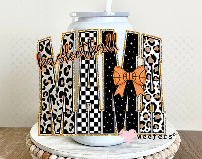 UV DTF Decal - Leopard Basketball Mama 16oz Glass Can Generic Weefers