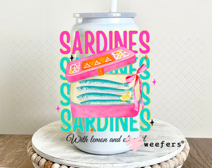 UV DTF Decal - Sardines with Lemon 16oz Glass Can Generic Weefers