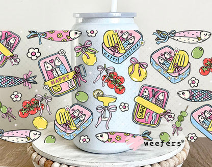 UV DTF Cup Wraps - Coquette Sardines 16oz Glass Can Generic Weefers