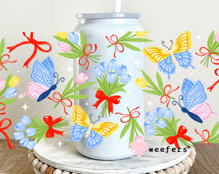 UV DTF Cup Wraps - Bows, Flowers and Butterflies 16oz Glass Can Generic Weefers