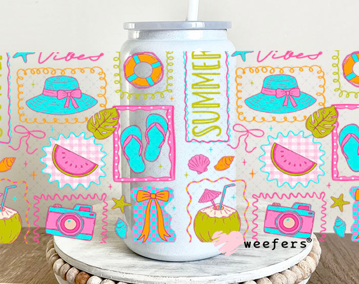 UV DTF Cup Wraps - Summer Vibes 16oz Glass Can Generic Weefers