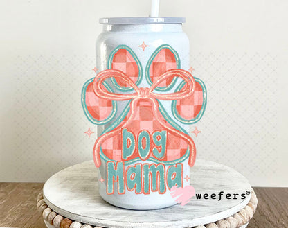UV DTF Decal - Dog Mama Coral Green 16oz Glass Can Generic Weefers