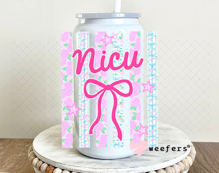 UV DTF Decal - NICU Coquette 16oz Glass Can Generic Weefers