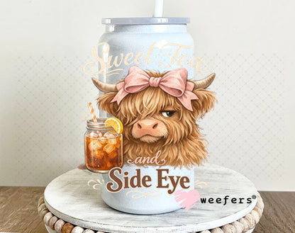 UV DTF Decal - Sweet Tea and Side Eye 16oz Glass Can Generic Weefers