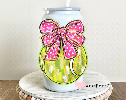 UV DTF Decal - Tennis Bow 16oz Glass Can Generic Weefers