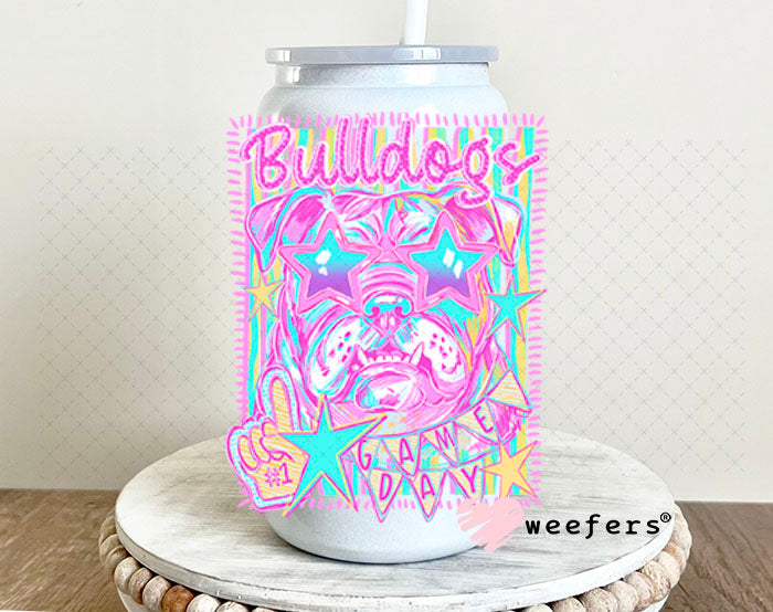 UV DTF Decal - Bulldogs Gameday Colorful Mascot 16oz Glass Can Generic Weefers