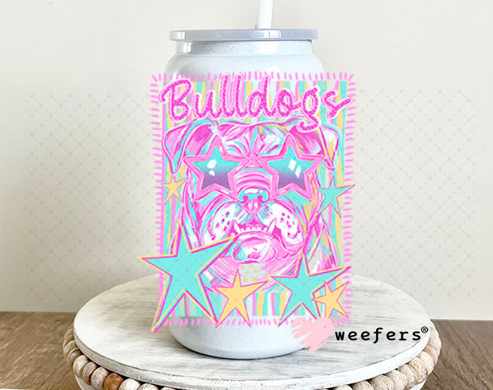 UV DTF Decal - Bulldogs Colorful Mascot 16oz Glass Can Generic Weefers