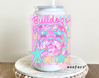 UV DTF Decal - Bulldogs Colorful Mascot 16oz Glass Can Generic Weefers