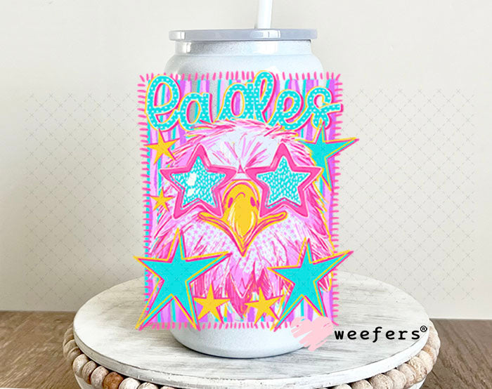 UV DTF Decal - Eagles Colorful Mascot 16oz Glass Can Generic Weefers