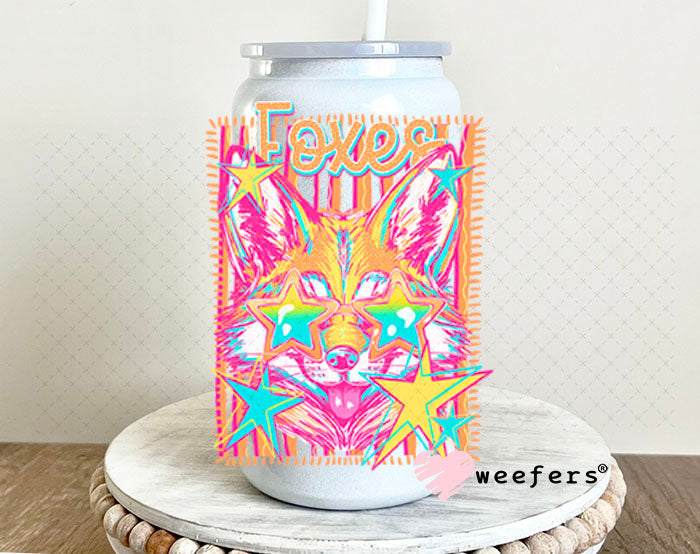 UV DTF Decal - Foxes Colorful Mascot 16oz Glass Can Generic Weefers