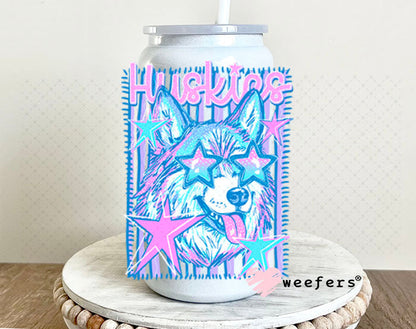 UV DTF Decal - Huskies Colorful Mascot 16oz Glass Can Generic Weefers